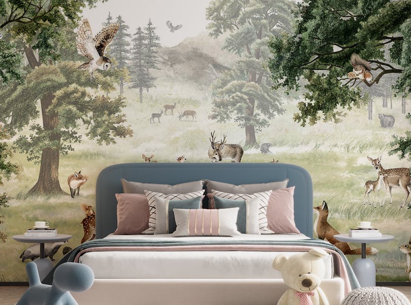 Peel and Stick Forest fun wallpaper murals for kids room