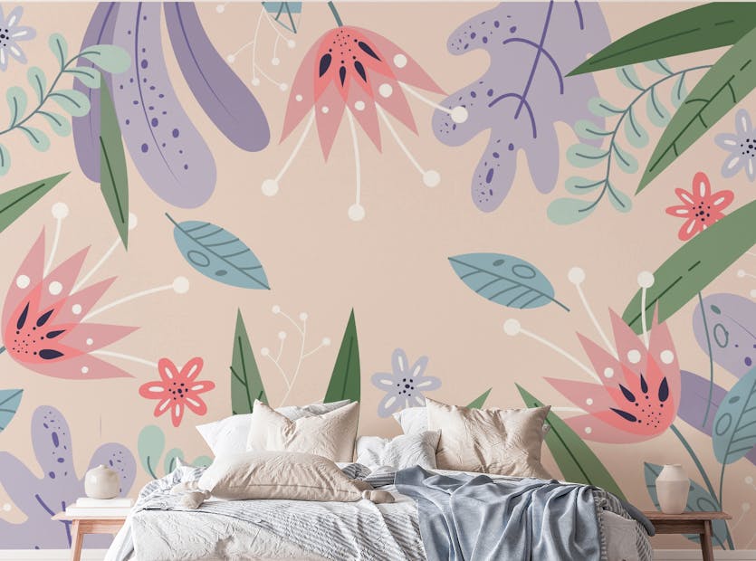 Peel and Stick Abstrtact Floral Wallpaper Mural