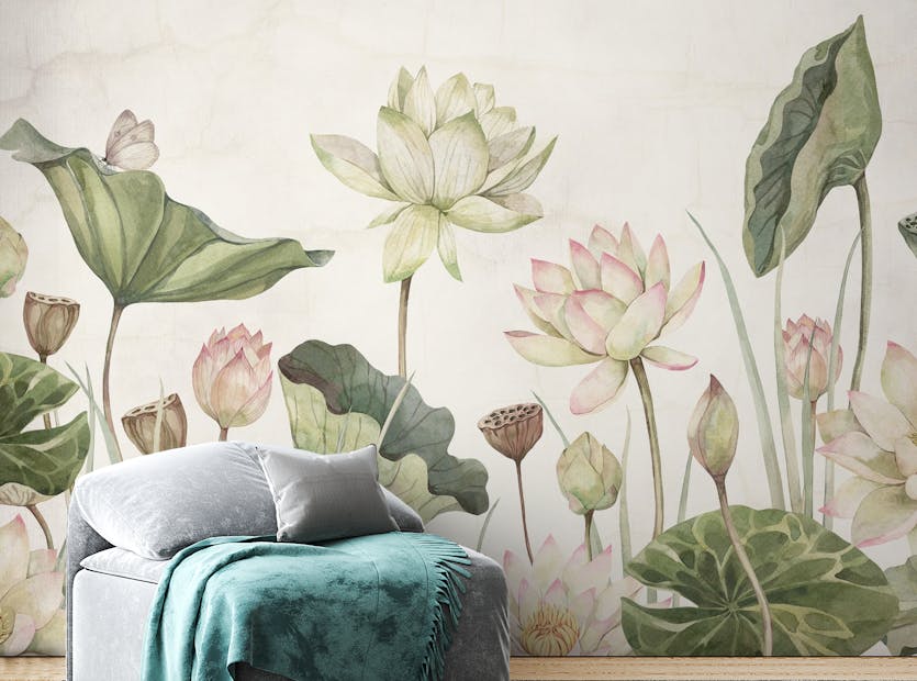 Peel and Stick Lovely water lilies wallpaper murals