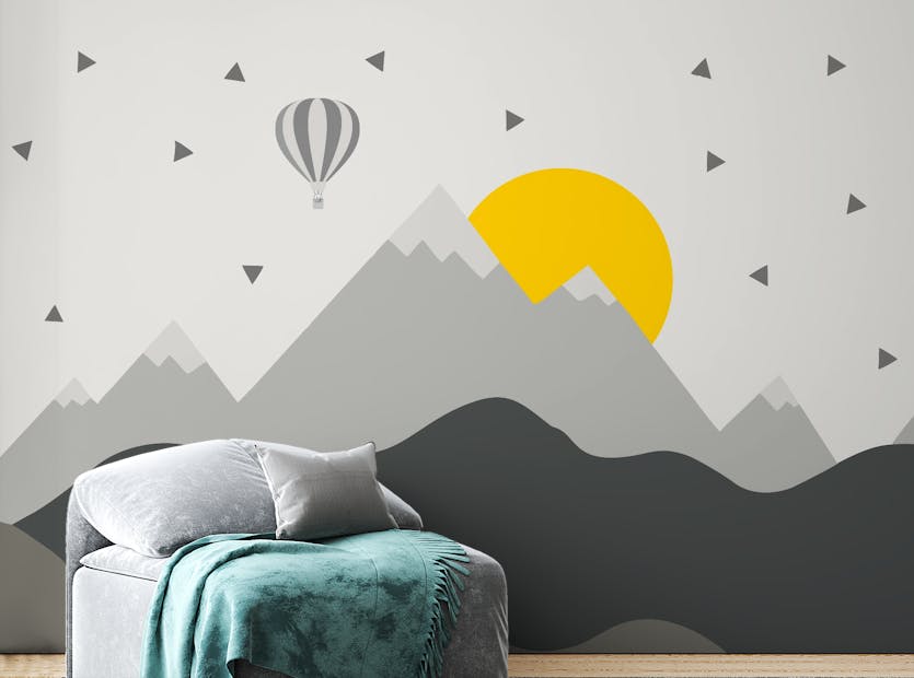 Peel and Stick Dark Mountain with Stars in Sky Wallpaper Murals