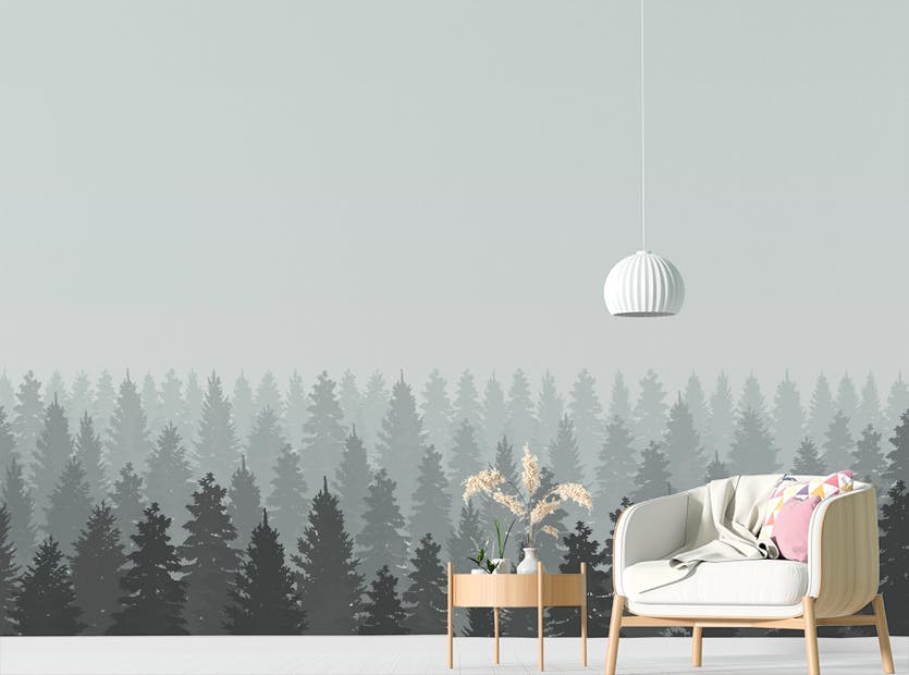 Peel and Stick Misty Pine Forest Wallpaper Mural