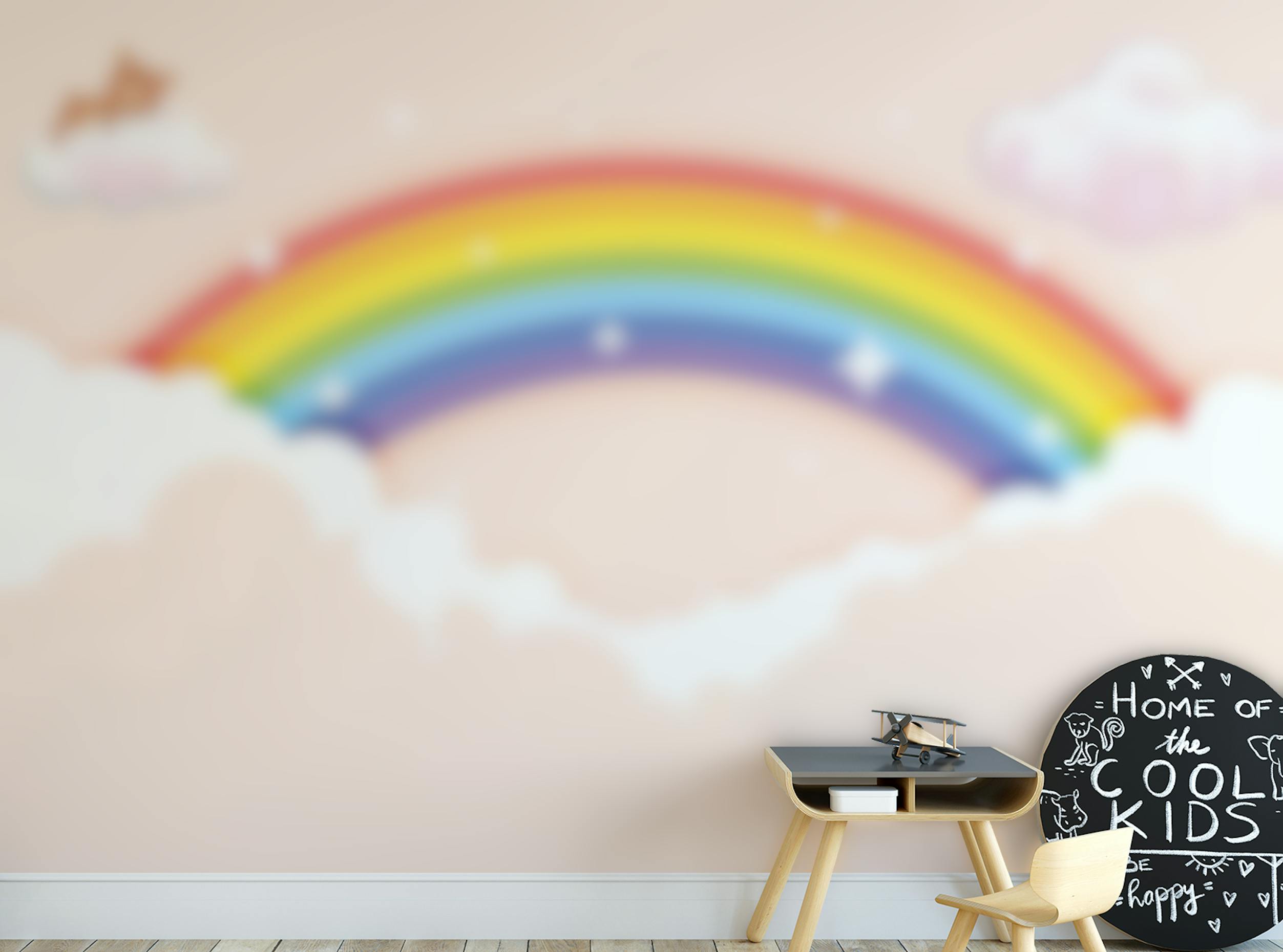 Peel and Stick Colorful Kids Room Rainbow Wallpaper Mural