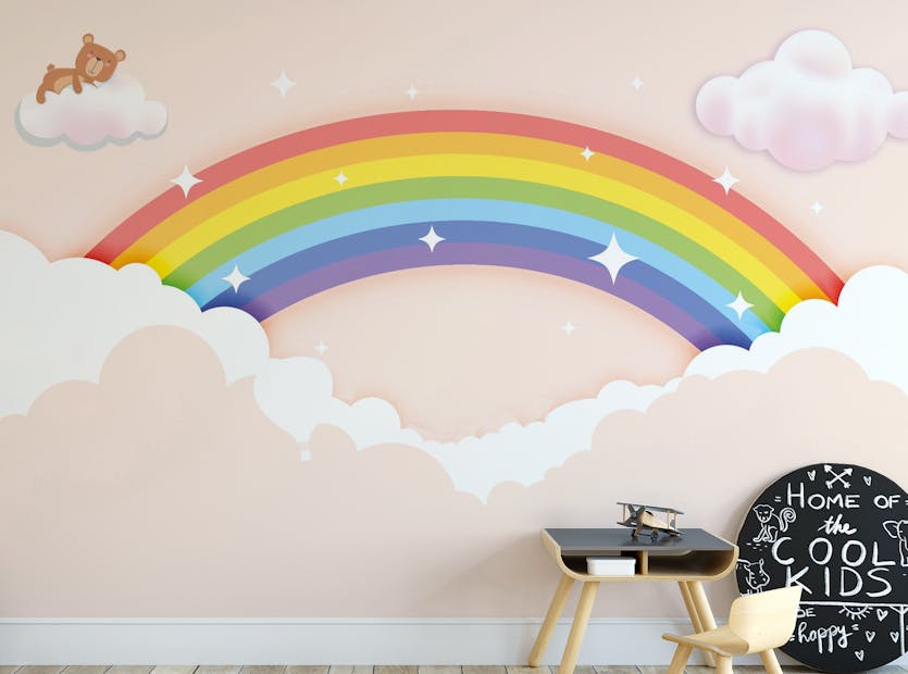 Peel and Stick Colorful Kids Room Rainbow Wallpaper Mural