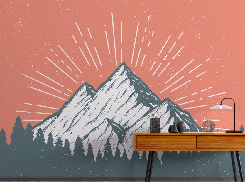 Peel and Stick Snow Peak Mountain Children Wallpaper Mural