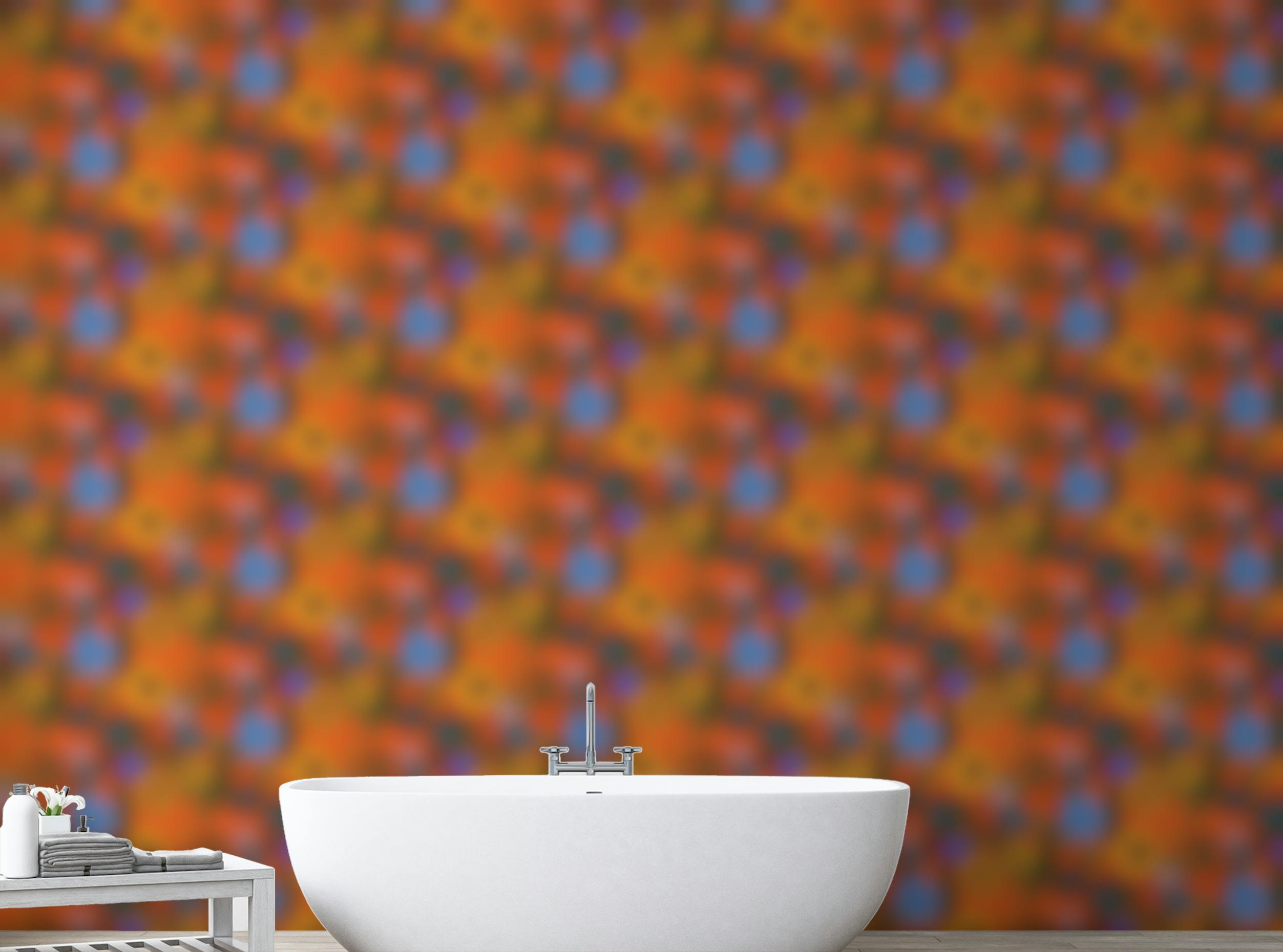 Peel and Stick Retro 60s Floral Orange Wallpaper