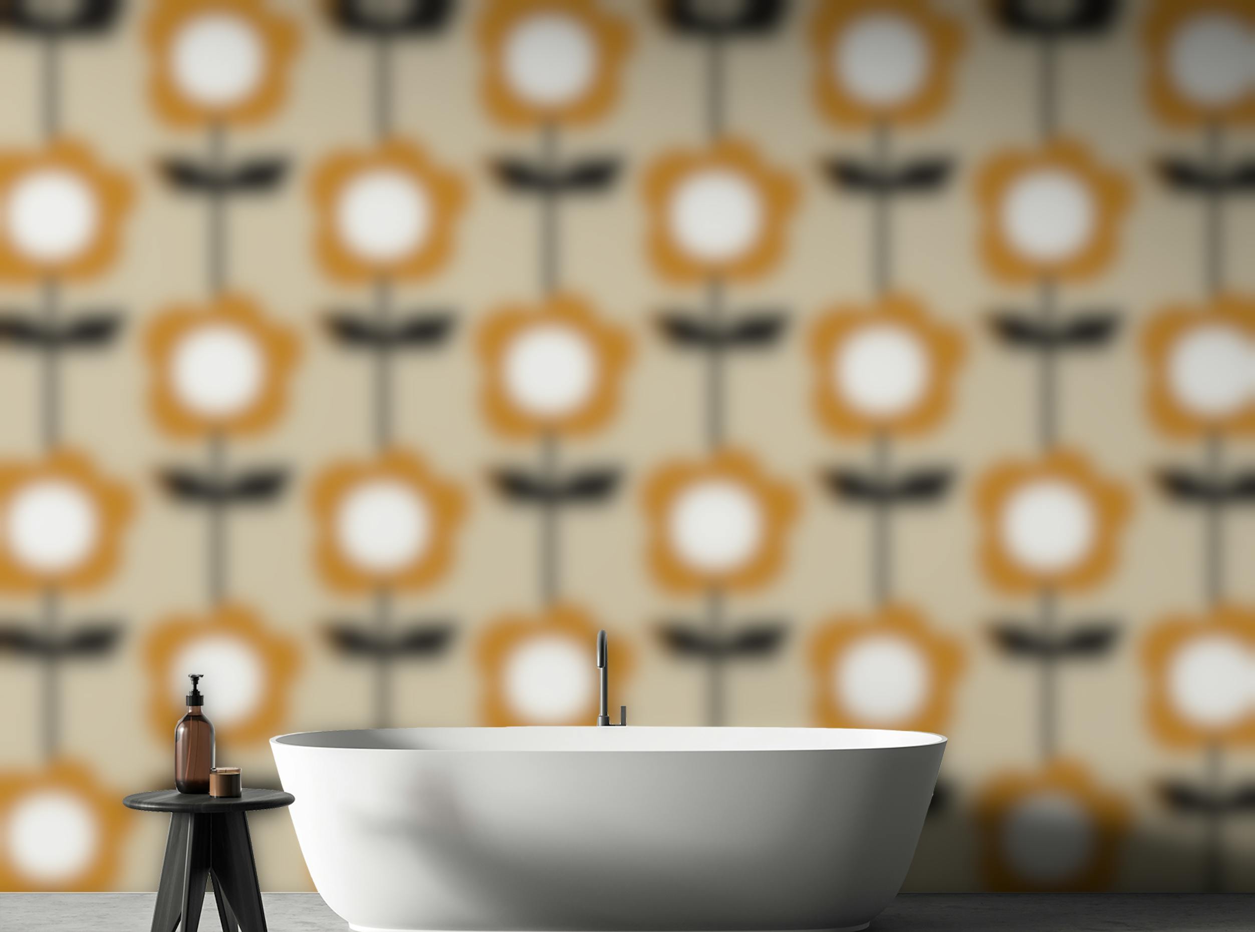Peel and Stick Floral Pearl Yellow Color Retro Wallpaper