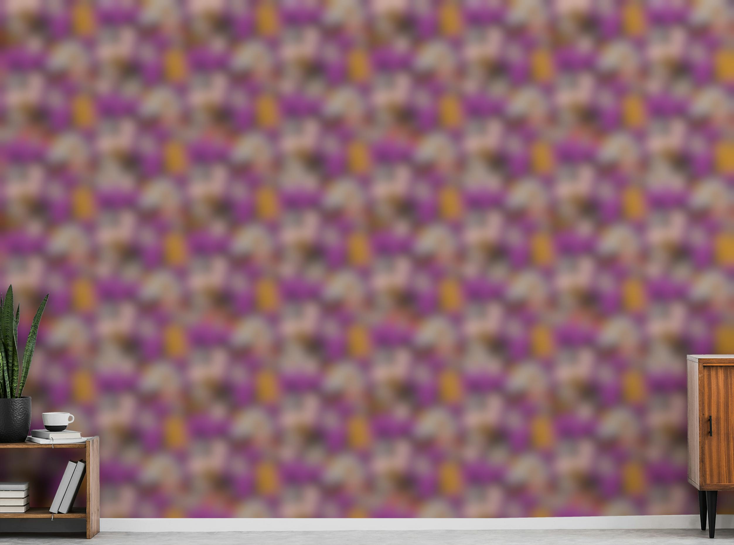 Peel and Stick Wild Flowers and Mushrooms Purple Wallpaper