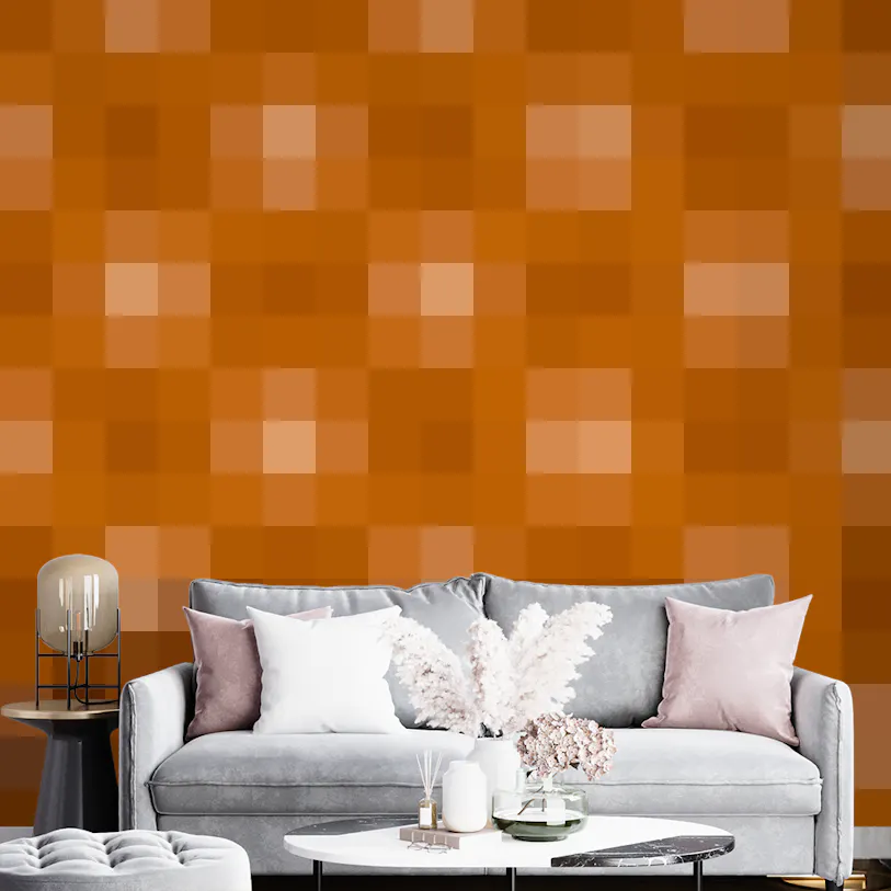 Modern Daisy Floral Orange Rust Wallpaper for Walls