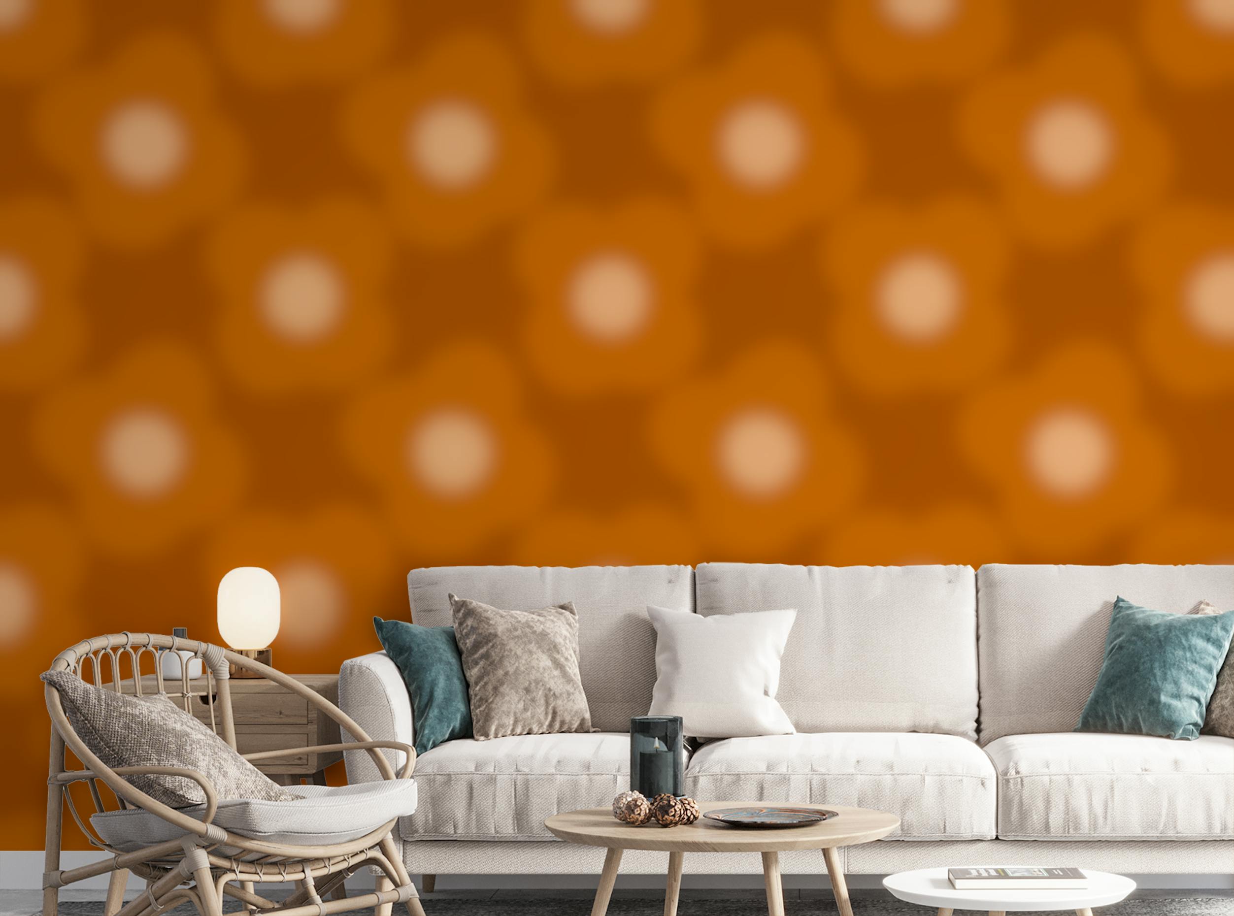 Peel and Stick Modern Daisy Floral Orange Rust Wallpaper
