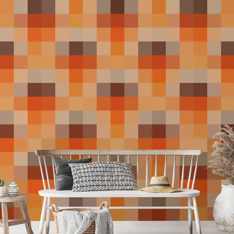Classic Mid Mod Boho Orange Wallpaper for Walls