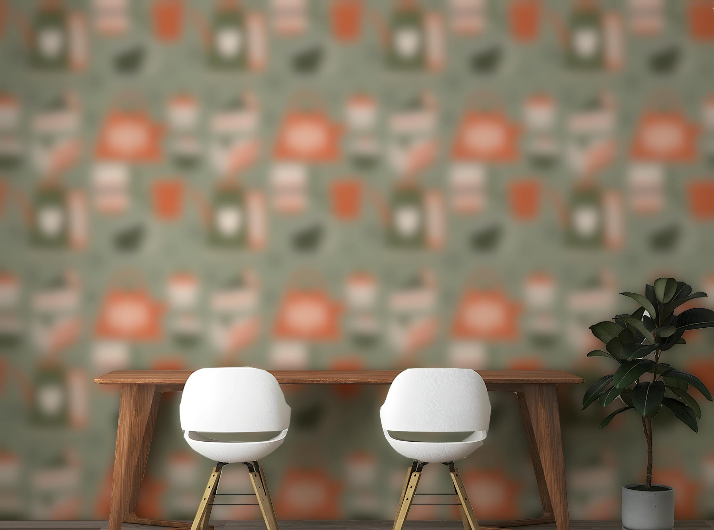 Peel and Stick Fika Retro Coffee Old Green Color Wallpaper