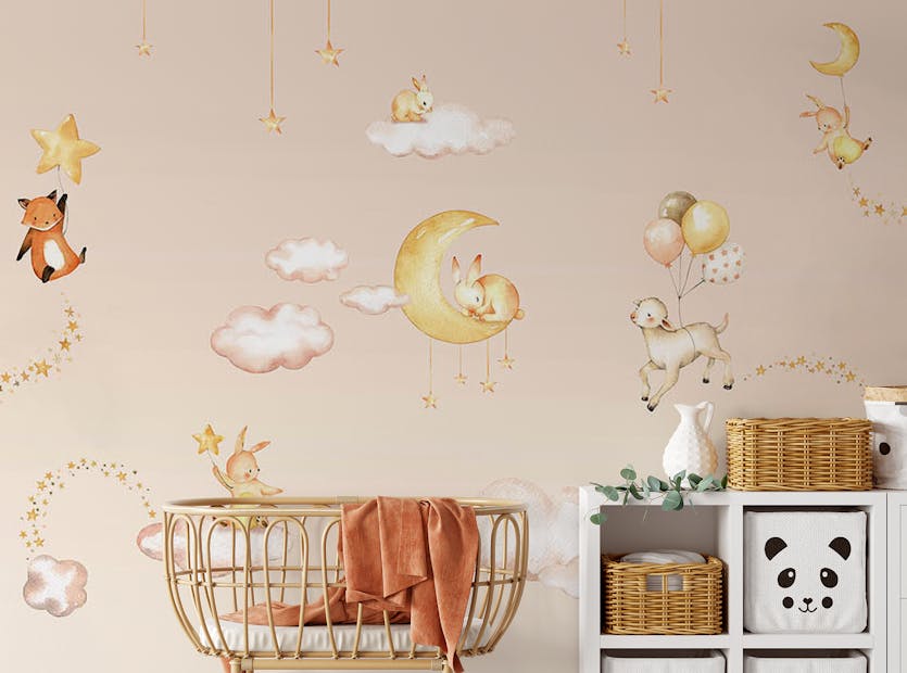 Peel and Stick Pink Sweet dreams wallpaper for kids room