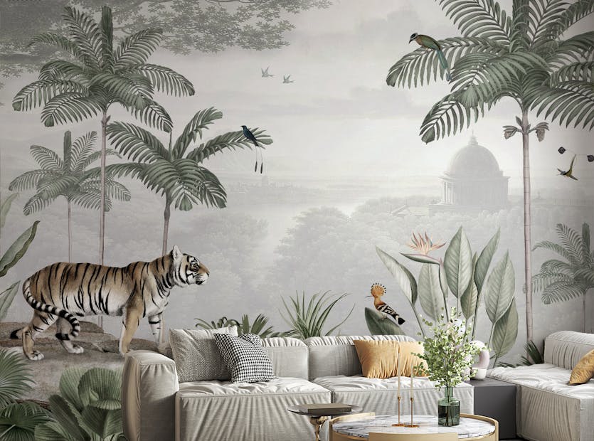 Peel and Stick Tropical tiger wallpaper murals