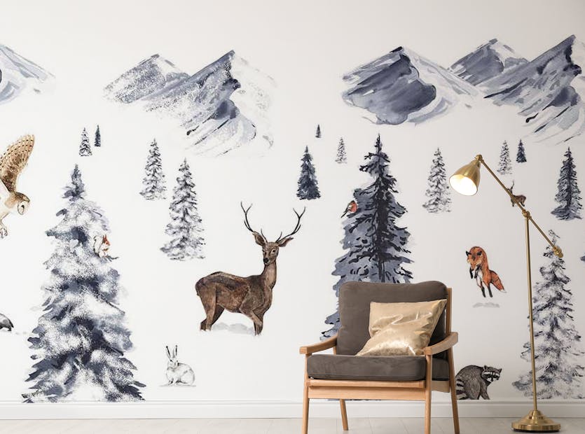 Peel and Stick Winter wonderland wallpaper mural