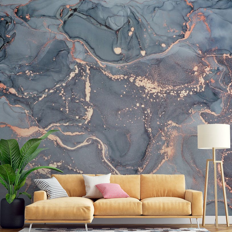 Metallic Copper Veins Abstract Wall Mural