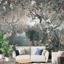 Avian Eden Exotic Cranes and Jungle Birds Mural Wallpaper