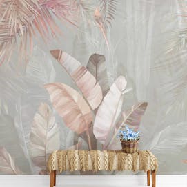 Pastel Palette Tropical Leaves Wall Mural