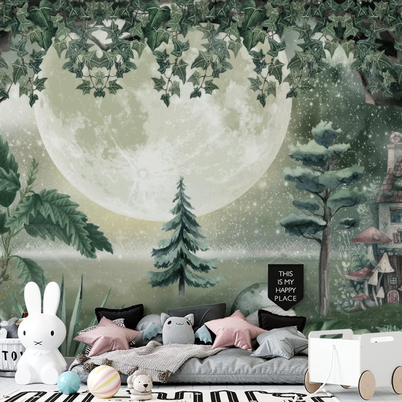 Green Magical Forest Wall Mural