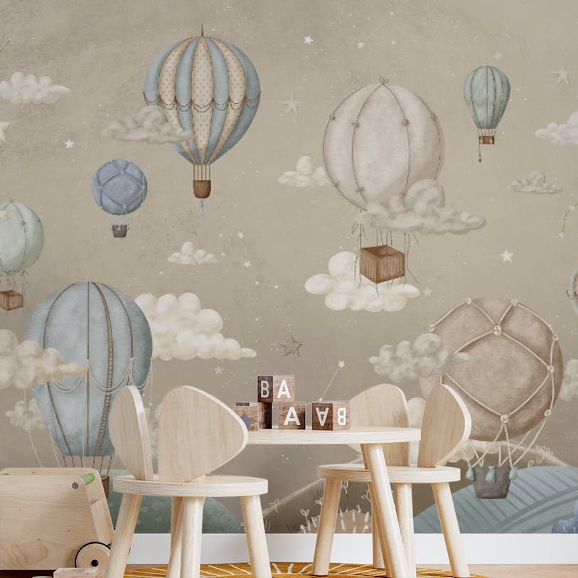 Dreamy Balloon Adventure Wall Mural