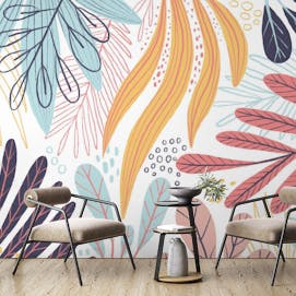 Colorful leaves peel and stick wallpaper mural