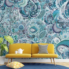 Blue Color Abstract Haeckel Wallpaper Murals