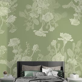 Green Flower Bedroom Wallpaper Murals