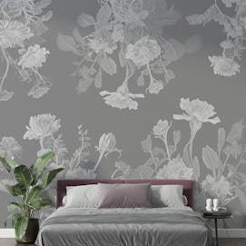 Grey Flower Bedroom Wallpaper Murals